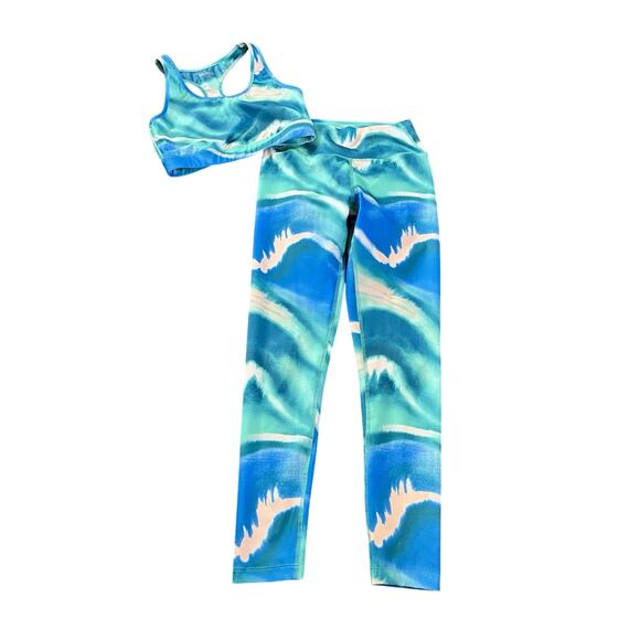 SPLITS59 SET - BLUE/GREEN TIE DYE GERI BRA TOP & LIV HIGH WAIST LEGGINGS - Picture 7 of 15